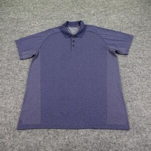 Lululemon Polo Shirt Mens 2XL Blue Tech Mesh Stretch Athletic Golf Performance